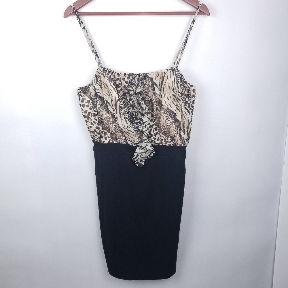 Allen B. New Animal Print Black Body Con Dress 10